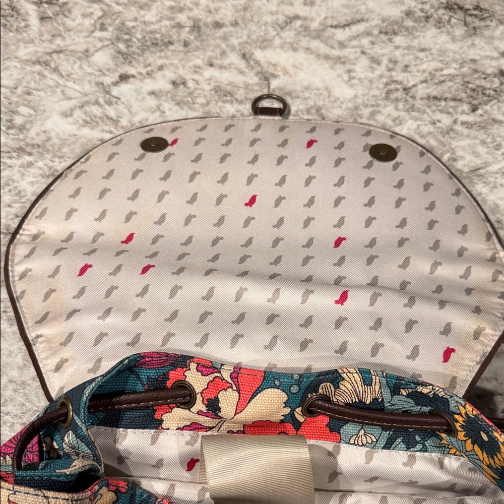 Sakroots Teal and Multicolor Floral Backpack with small pouch - Picture 3 of 10